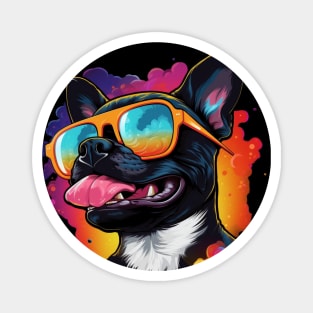 Retro Wave Boston Terrier Dog Magnet